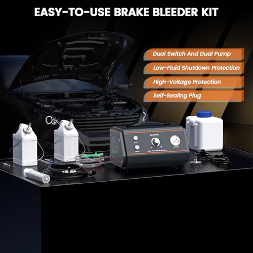 ANCEL BR1000 Pressure Brake Bleeder Kit, One Person Brake Fluid Bleeder for Brake Fluid Change & Brake Bleeding, Heavy-Duty Hose, Pressure Gauge & Safety Protection for DIY Garage & Auto Shop