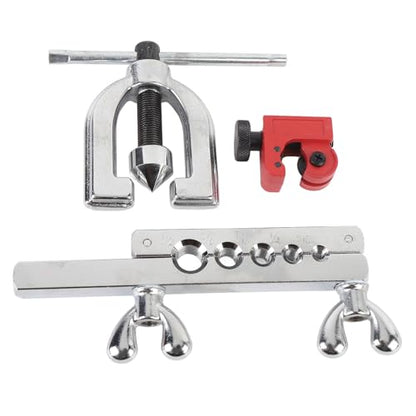 Brake Line Flaring Tool Kit, Double and Single Flaring Tool Kit 1/4 Copper Coated Brake Line with 5 Adapters for Water Refrigeration HVAC Applications
