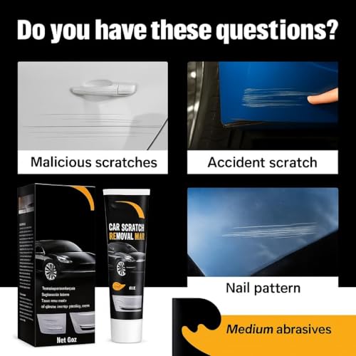 Car Scratch Removal Wax Kit - Polishing Cream with Towel & Sponge | Automotive Paint Scratch Remover & Swirl Repair | Restores Shine, Removes Marks, Protects Paint | Safe for All Car Colors