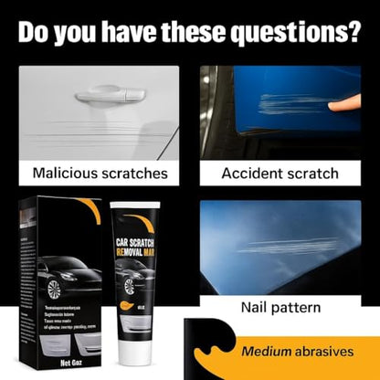 Car Scratch Removal Wax Kit - Polishing Cream with Towel & Sponge | Automotive Paint Scratch Remover & Swirl Repair | Restores Shine, Removes Marks, Protects Paint | Safe for All Car Colors