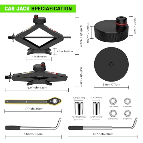 Car Jack kit for Ford Mustang Mach-E 2021-2025, 2.5 Ton Scissor Lift Jack for Mustang Mach-E with Rubber Pad, Portable Tire Changing Kit Suit for Ford Mustang Mach-E Series