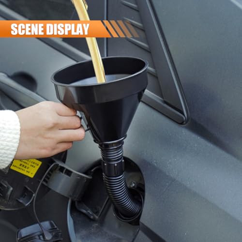 ZIMISI 10PCS Funnels for Automotive Use, Wide Mouth Funnel Set with Removable Filter and Hose, Plastic Flexible Oil Funnel Kit, Long Neck Fuel Funnels, Oil Change Tools for Coolant, Gasoline, Water