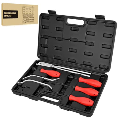 GOOACC 8PCS Drum Brake Tool Kit Brake Tool Set with Drum Brake Spring Tool Installer, Remover, Compressor, Retainer, Pliers and Adjustment Spoons Set Brake Tools for Automotive Installer Remover Black - color: 8pc Brake Tool Black