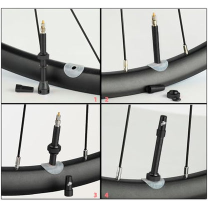 8Pcs Bicycle Presta Valve Stem 44mm / 1.74 Inch Vacuum Tire Nozzle Portable Alloy Kit for Mountain Road Bike Rim Tubeless Valve Repair Tool with Valve Core Remover Tool and Valve Stem Caps