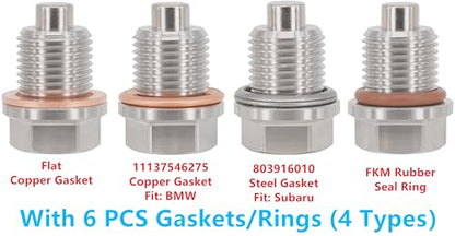 1PC M16x1.5 Stainless Steel Magnetic Oil Drain Plug Fit Subaru Ascent BRZ WRX Forester Impreza Legacy Outback Crosstrek Mini Cooper John Deere Aprilia Replace 32195AA020 DP009 803916010 Washer - size: M16x1.5