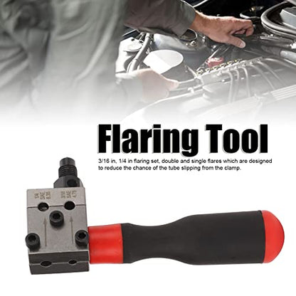 Double Flaring Tool Kit, Brake Line Flaring Tool for 3/16in 1/4in Copper Tube Brake Line, Universal Hydraulic Double Brake Line Flaring Tool Kit
