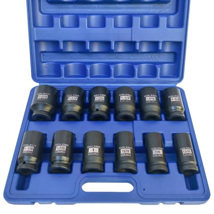 3/4 Inch Deep Impact Socket Set, Standard 6-Point SAE Socket Set | 12 Pcs Heavy Duty Drive Impact Sockets(13/16"-1-5/8"), Cr-Mo Steel, Overall Heat Treatment for Vehicle and Equipment Repair - style: zxttgj-3/4-12PC-SAE Socket