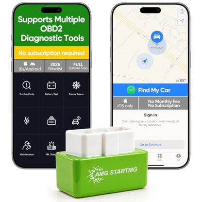 Bluetooth OBD2 Car Scanner & Code Reader with Find M Tracker for iPhone iOS Android - No Monthly Fee, Diagnose Engine ABS SRS & 7000+ Faults for Vehicles 1996 and Newer (Green) - color: Green