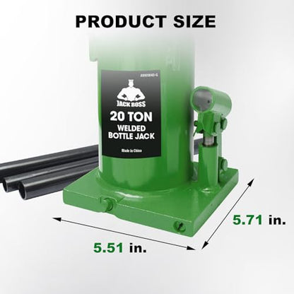 Jack Boss Bottle Jack 20 Ton (40,000 LBs) Hydraulic Car Jack, Fit for Auto Truck Repair and House Lift, Green - color: Green, size: 20 TON