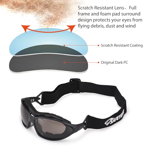 SAFEYEAR Anti Fog Safety Glasses- SG002 Clear Scratch Resistant Work Glasses No-Slip Safety Goggles Lab Grinding Chemistry - color: Smoke Lens