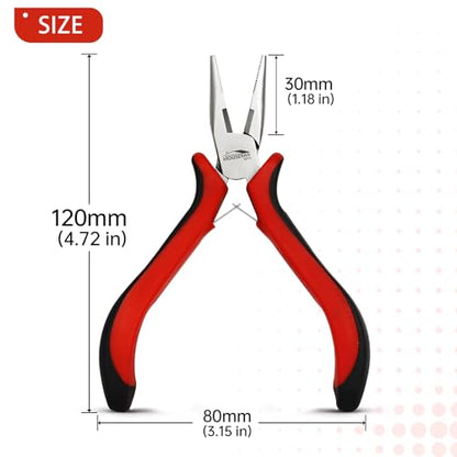 5-Pack 5" Small Needle Nose Pliers,Mini Jewelry Pliers with Cutter | Spring Loaded Pliers Bulk with Cutting Edge, Suitable for Jewelry Making, Beading, Electronics and Precision Work