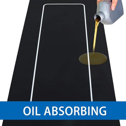 Drydiet Motorcycle Mat Garage Floor Rug Washable Parking Mats for Garage Floors Non Slip Oil Absorbent Pad Rubber Backing Layer Protects Floor(Basic Style,98 x 31 Inch) - size: 98 X 31 Inch, style: Basic Style