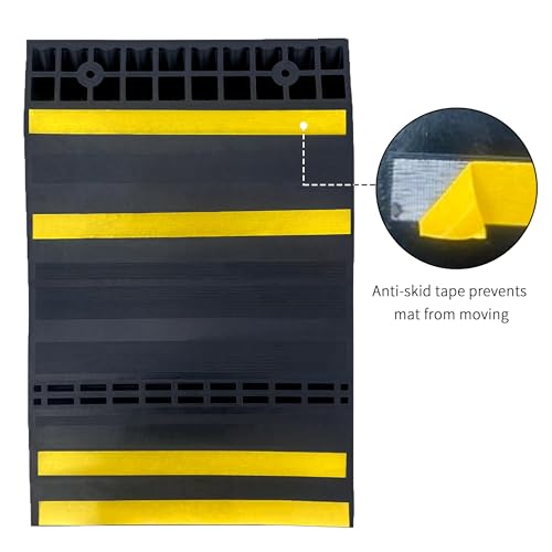Parking Mat Car Stopper for Garage Floors- Heavy Duty Rubber Parking Aids - Wheel Stop with Scatter Glass Reflective Yellow Targets for Car Garage Floor Stop Aid Indoor Outdoor, 2 Pack