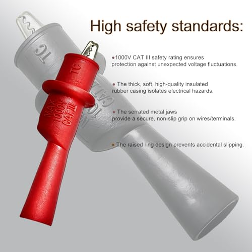 Multimeter Leads Kit, 49-Inch Silicone Test Leads, CAT III 1000V 20A | Premium probe accessories; gold-plated tips; alligator clips; 0.8 mm back probes; fits Fluke, AstroAI and Klein meters