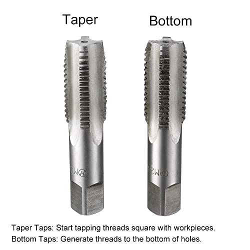 uxcell Metric Hand Tap M24 Thread 3 Pitch 4 Straight Flutes H2 Alloy Tool Steel Bottom & Taper Screw Tap Set Tapping Tools for Repairing 1 Pair - size: M24 x 3