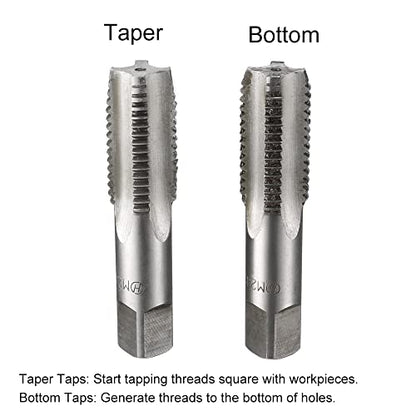uxcell Metric Hand Tap M24 Thread 3 Pitch 4 Straight Flutes H2 Alloy Tool Steel Bottom & Taper Screw Tap Set Tapping Tools for Repairing 1 Pair - size: M24 x 3