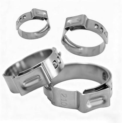 304 Stainless Steel Single Ear Hose Clamps Assortment Kit with Clamp Pliers 6 to 36mm Stepless Crimp Hose Clamps for Auto Pipe Fuel Line Home Appliance (360pcs) - size: 360pcs