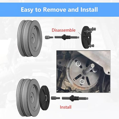 59 Pcs Harmonic Balancer Puller Removal & Installation Tool Kit, Flywheel Remover, Crankshaft Pulley Removal Steering Wheel Pulling Set, Compatible with Buick Regal, Lacrosse GL8, Firstland, etc.