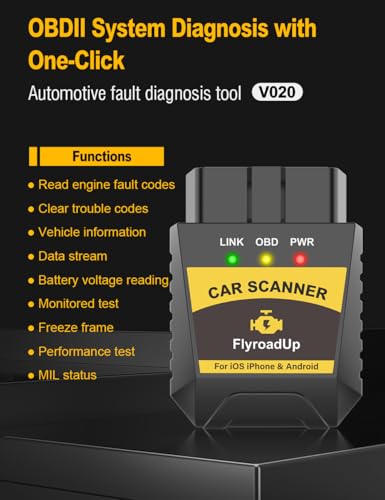 Car OBD2 Scanner Bluetooth for iPhone iOS Android OBDII Diagnostic Scan Tool Code Reader for Error Code Clear Braking Performance Test