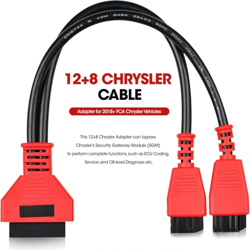 OBD2 Adapter SGW Cable for Jcan Alfa Romeo Dodge Ram Jeep Fiat Fca Chrysler 12+8 adapter Cable Connector Security Gateway bypass Protocol Programming Compatible with DS808 Test DS808 MS905 MS906 MS908
