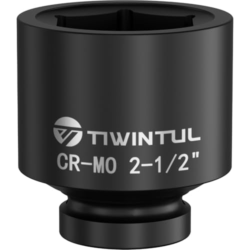 2-1/2" Impact Socket 1" Drive, 6 Point Design for Heavy Truck | CR-MO, ANSI Certified, Large & Spindle Nut Socket 1 Inch Drive for Construction, Oilfield & Equipment Service - size: 2-1/2"(1 PCS)