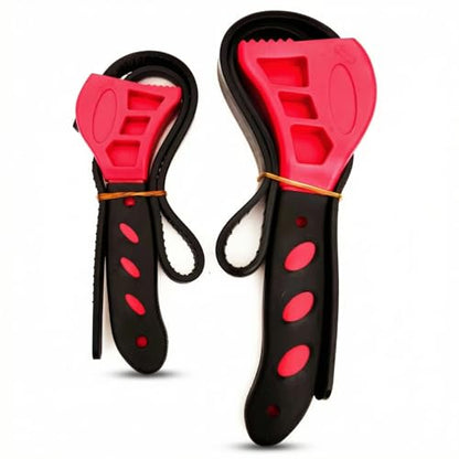 2 PCS Adjustable Strap Wrench Set, 24" & 19" Rubber Strap Wrench for Plumbing, Oil Filter, Non-Slip Jar Opener for Weak Hands