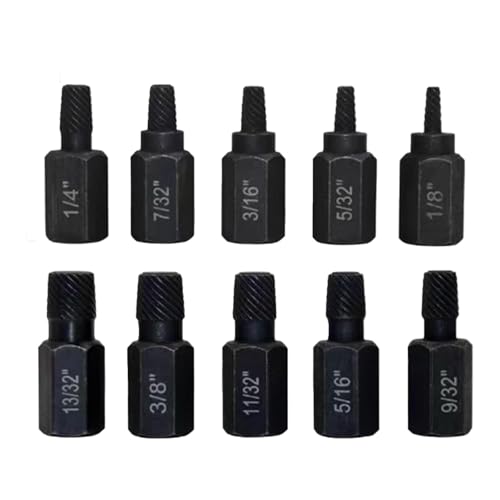 Screw Extractor Set 10 Piece, Alloy Steel Bolt Extractor for Damaged and Stripped Screws, Household and Professional Repair Tool Kit