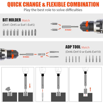 Coobeast 41Pcs Bolt Extractor Kit and Small Screw Extractor Set, Ez Out Bolt Extractor Tool with 5Pcs Compatible Adapter for Stripped Screw, Broken Nut and Damaged Bolt Remove - size: 41 PCS