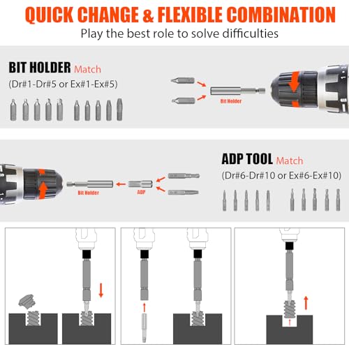 Coobeast 41Pcs Bolt Extractor Kit and Small Screw Extractor Set, Ez Out Bolt Extractor Tool with 5Pcs Compatible Adapter for Stripped Screw, Broken Nut and Damaged Bolt Remove - size: 41 PCS