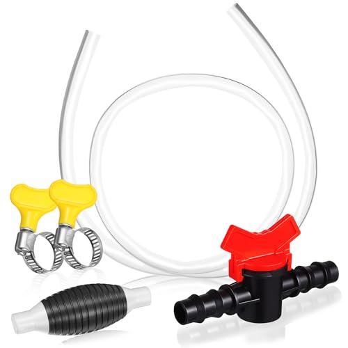 TEHAUX Manual Gasoline Siphon Pump Kit with Check Valve Portable Hand Pump for Oil and Gasoline Transfer Easy to Use for Automotive and Garage Use