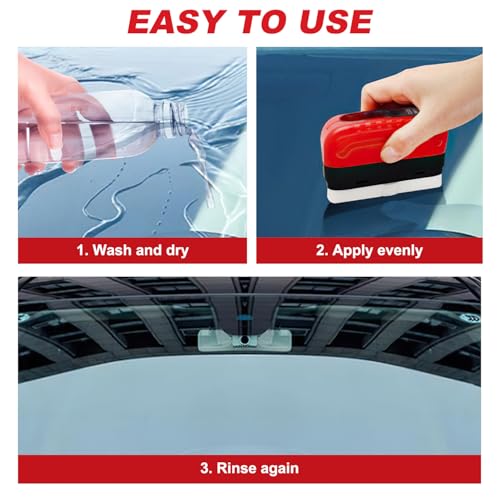 Oil-Free Car Glass Brushes, Upgrade 2.0 Clear Vision Glass Cleaner, Oil Film Cleaning Brush for Automotive Windows, Clearvision Cars Windshield Cleaner Tool (1set) (1, Red)