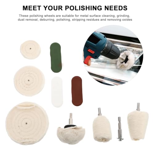 MAGICLULU 10 Pcs Polishing Wheel Kit for Drill Buffing Wheels Set with Cone, Column, Mushroom, and T-Shaped Heads for Automotive and Body Repair Polishing