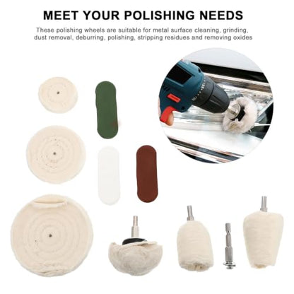 MAGICLULU 10 Pcs Polishing Wheel Kit for Drill Buffing Wheels Set with Cone, Column, Mushroom, and T-Shaped Heads for Automotive and Body Repair Polishing