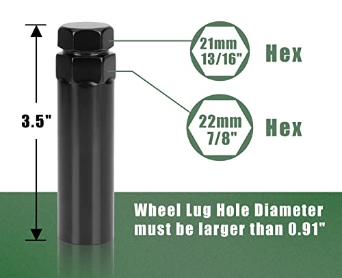 7 Spline Lug Nuts Key Tuner Large Socket Lugnuts Tool for Wrench with 13/16inch(21mm) and 7/8inch(22mm) Hex Replacement 14x1.5 14x2 9/16 Wheel Lug Nut Drive Lock Black 20mm Inner Diameter - size: 7 Spline Lug nuts Key