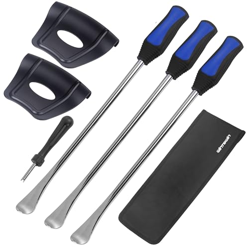 Tire Spoons Lever Motorcycle Dirt Bike Lawn Mower Tire Changing Tools with Bag 3x14.5 inchTire Irons and 2 Rim Protector,1 Single Head Tire Valve Core Remover Tool - color: blue