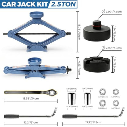 LARBANKE 2.5T Car Scissor Jack Kit, Tesla & Universal Pad, 4-15.75 in
