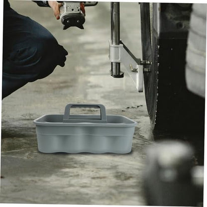 Portable Cleaning Supplies Organizer Basket with Handle Plastic Tool Tote for Car Detailing and Home Use Lightweight Storage Bin for