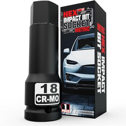 1/2" Drive 18 mm Hex Impact Bit Socket, H18 Allen Bit Socket, Metric, Cr-Mo Steel, Automotive Repair Industrial Maintenance and DIY Enthusiasts Alike - size: 1/2" H18 Deep