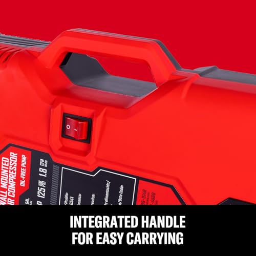 CRAFTSMAN Tire Inflator, All in One Wall Mount Air Compressor Oil-Free with Retractable 30ft Air Hose and Pressure Regulator, Great for Tire Inflation, Brad/Stapler, Finishing Jobs,1.5HP 125PSI - size: No Accessories