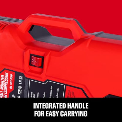 CRAFTSMAN Tire Inflator, All in One Wall Mount Air Compressor Oil-Free with Retractable 30ft Air Hose and Pressure Regulator, Great for Tire Inflation, Brad/Stapler, Finishing Jobs,1.5HP 125PSI - size: No Accessories