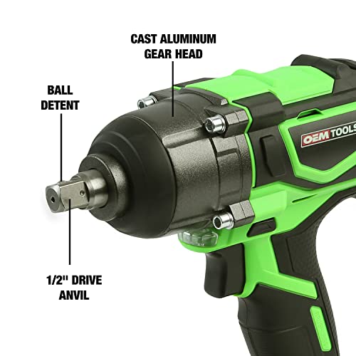 OEMTOOLS 24486 1/2" Impact Wrench, 20V Brushless Cordless Impact, 300 Ft/Lb Torque, Variable Speed, For Lug Nuts and High-Torque Applications