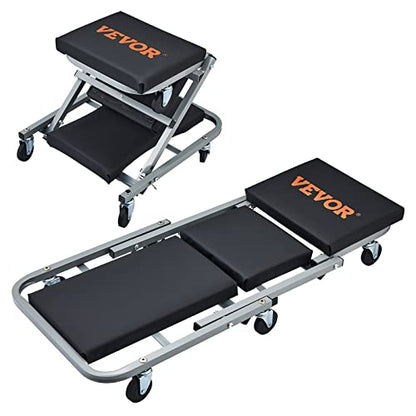 VEVOR Mechanic Creeper, Garage Gift, 36" Z Creeper Seat, 2 in 1 Mechanic Gifts, 300 lbs Capacity, Low Profile Creeper with 6 pcs Wheels in Garage/Shop for Fathers Day Tool Gift | 2 in 1 Mechanic Gifts, Low Profile Creeper with Padded Vinyl Seat & 6PCS Whe