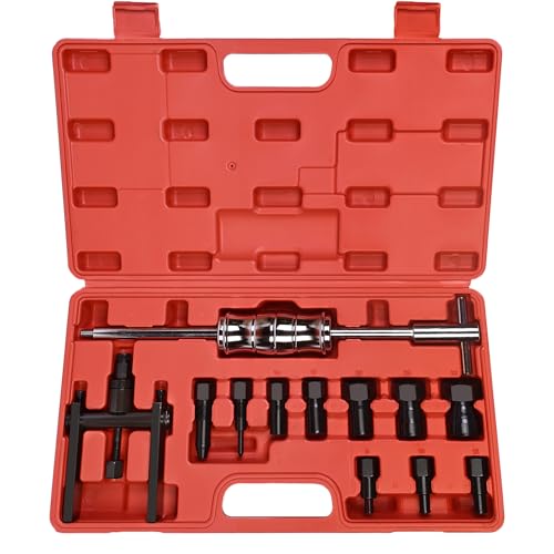 12pcs Motorcycle Blind Hole Bearing Puller Kit, Motorcycle Slide Hammer Puller Set, Pilot Insert Inner Bearing Remover Tool with 8-32mm Collets - size: 12pcs with Slide Hammer