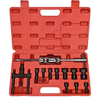 12pcs Motorcycle Blind Hole Bearing Puller Kit, Motorcycle Slide Hammer Puller Set, Pilot Insert Inner Bearing Remover Tool with 8-32mm Collets - size: 12pcs with Slide Hammer