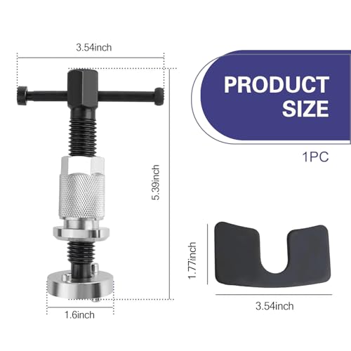 Car Disc Brake Caliper Tool Set, Brake Piston Rewind Tool with 2 Adapters, Thickened Gasket & T-shaped Handle Wind Back Device, Portable Maintenance Device for Cars (Silver)