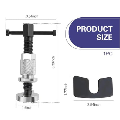 Car Disc Brake Caliper Tool Set, Brake Piston Rewind Tool with 2 Adapters, Thickened Gasket & T-shaped Handle Wind Back Device, Portable Maintenance Device for Cars (Silver)