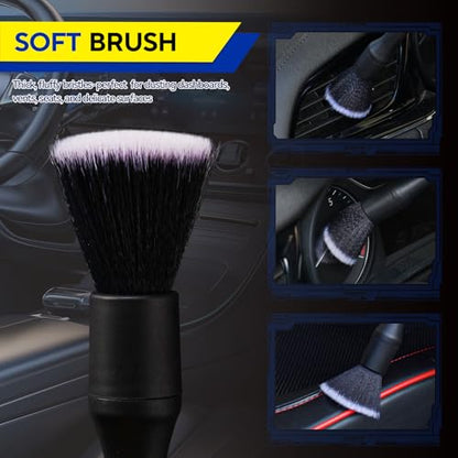 7PCS Car Detailing Brush Kit - Ultra Soft Boars Hair Car Interior Detailing Brushes, Includes 4 Different Brushes, Multi-use for Cleaning Interior or Exterior - size: 7PCS-B