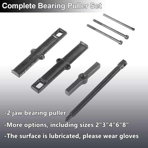 2 Jaws Bearing Puller 5-Piece Set, 2'' 3'' 4'' 6'' 8" Adjustable Two Jaw Puller Remover Tool, Carbon Steel Pump Removing Kit for Wheel, Bearings, Gears, Motorcycle