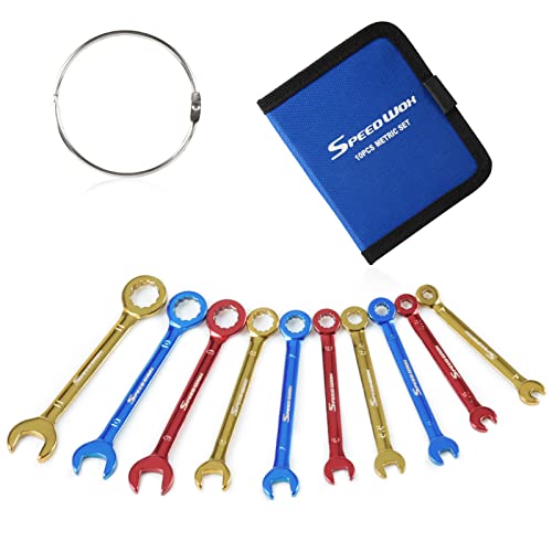 SPEEDWOX 10 Pcs Color Plated Open and Box End Mini Wrenches Color Coated Midget Wrench Set Mini Combination Wrench Set Metric with Portable Pouch and Large Ring（4-11mm） - style: Metric