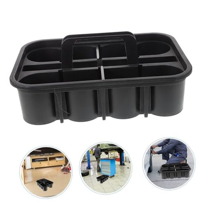 Car Cleaning Tools Storage Basket Thickened Plastic Organizer with Carrying Handle Square Compartment Storage for Car Detailing and Cleaning Supplies